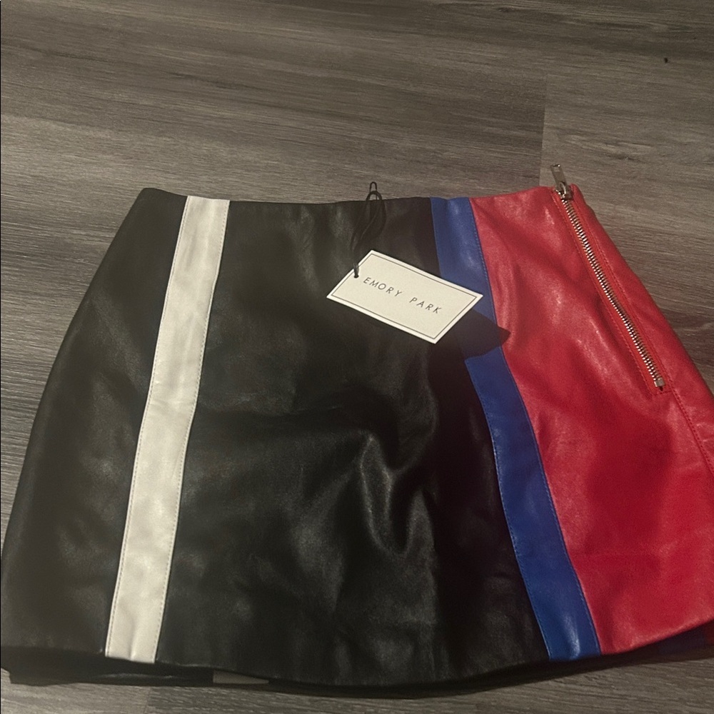Emory Park Black, Red, Blue, and White Mini Skirt